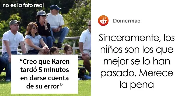 Una Karen roba los asientos a esta familia en un partido de fútbol y les dice que se coloquen detrás de ella, pero se arrepintió enseguida