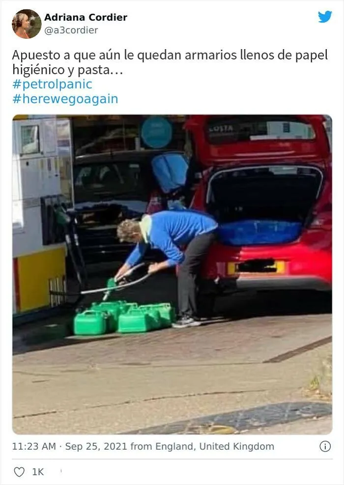 18 Bromas y memes divertidos de Twitter sobre el pánico por la escasez de gasolina en Reino Unido