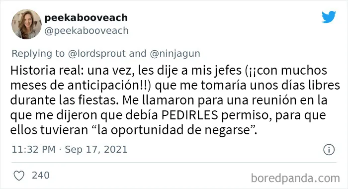 Estas 20 personas pidieron días libres en el trabajo, pero se les respondió con una terrible ignorancia