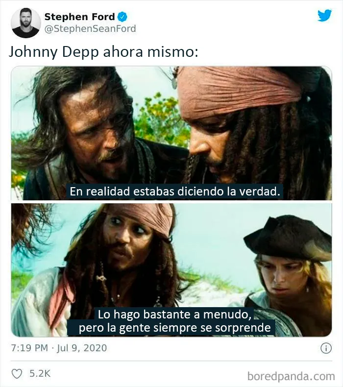 Johnny Depp lo clavó en la segunda parte de Piratas Del Caribe