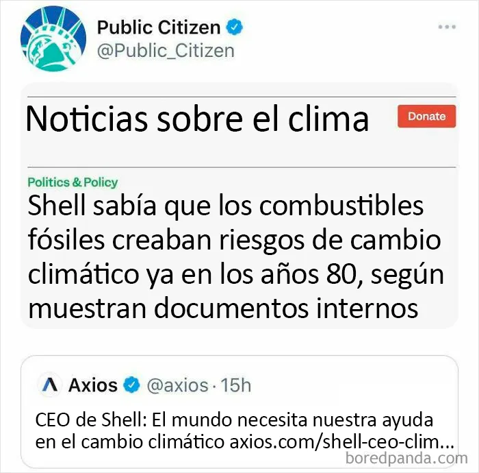 Porque las petroleras siempre se preocupan por el mundo, claro