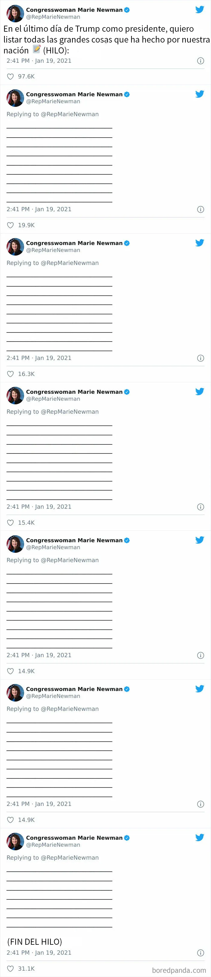 20 Tuits salvajes que muestran cómo celebró la gente el último día de Trump como presidente