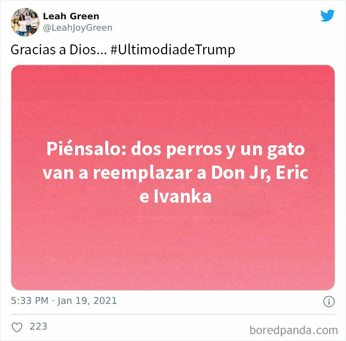20 Tuits salvajes que muestran cómo celebró la gente el último día de Trump como presidente