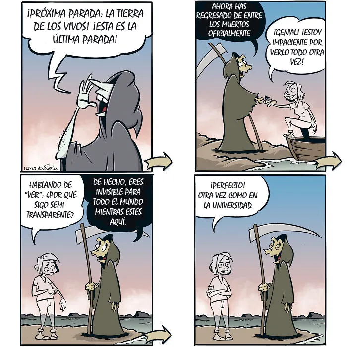 Este dibujante crea comics sobre una chica en el Más Allá (15 comics)