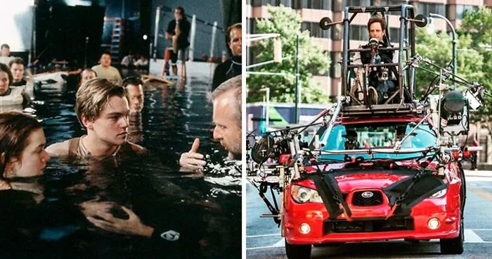 30 Fotos que revelan los trucos que se usan en el cine