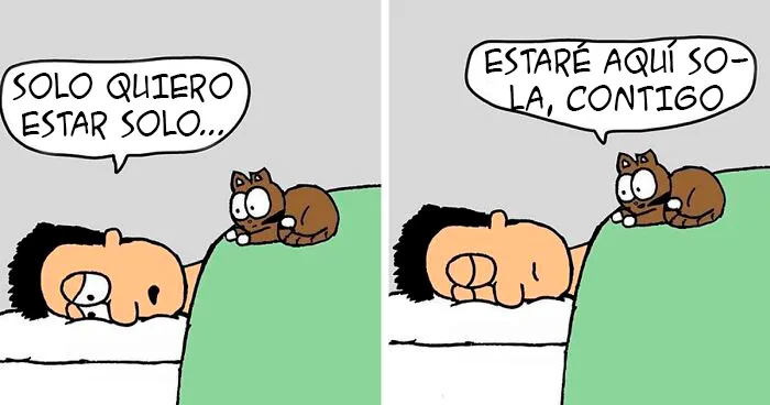 Este artista resume su vida con un gato en 20 cómics