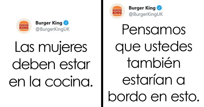 Burger King UK tuitea que "las mujeres deben estar en la cocina" en el Día Internacional de la Mujer