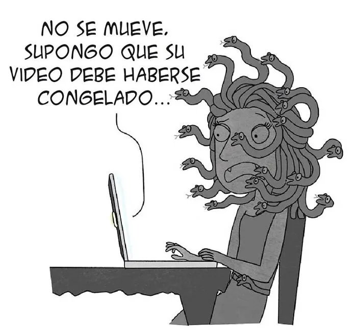 Medusa después de ver su propia cara en Zoom