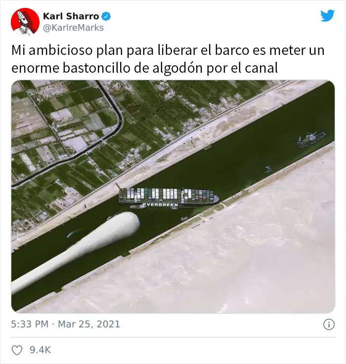 La gente se parte de risa con estos 20 memes sobre el barco atorado en el Canal de Suez
