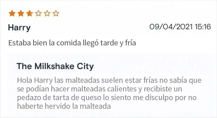 18 Restaurantes que dejaron divertidas respuestas bajo las malas críticas, compartidas en este instagram