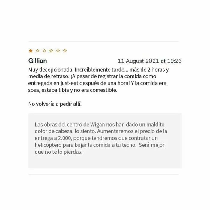 18 Restaurantes que dejaron divertidas respuestas bajo las malas críticas, compartidas en este instagram