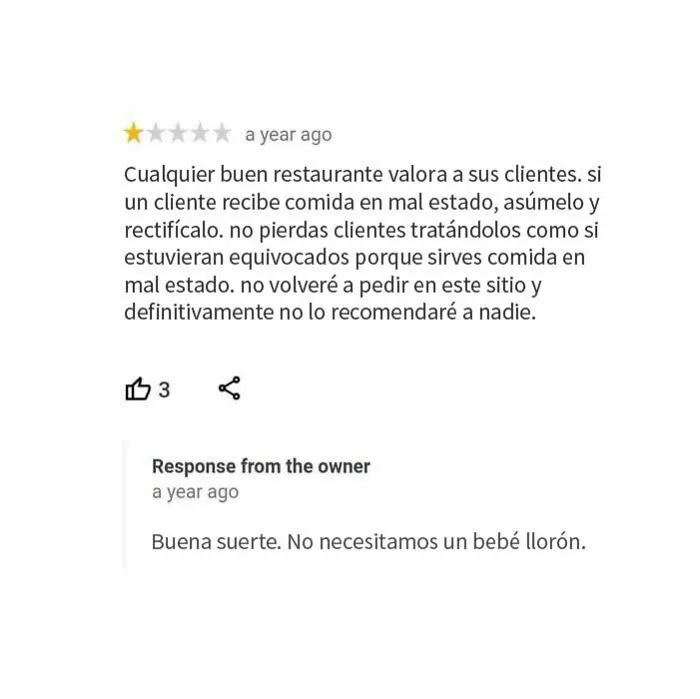 18 Restaurantes que dejaron divertidas respuestas bajo las malas críticas, compartidas en este instagram