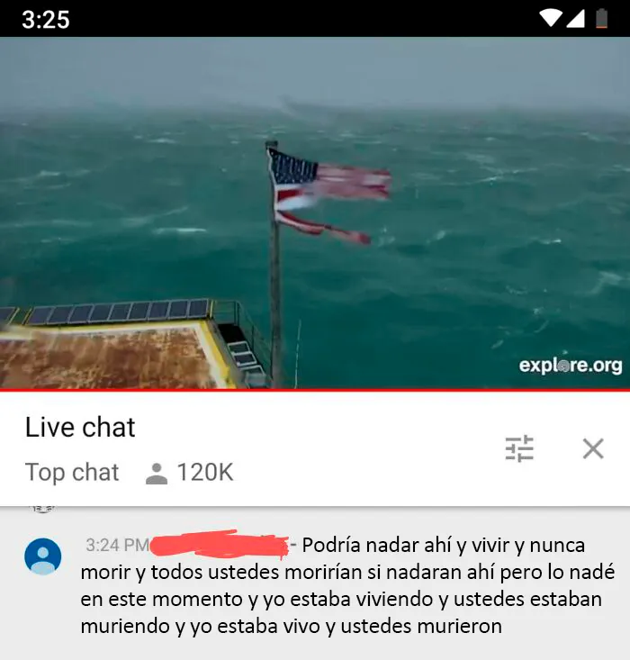 De una transmisión en vivo del huracán Florence