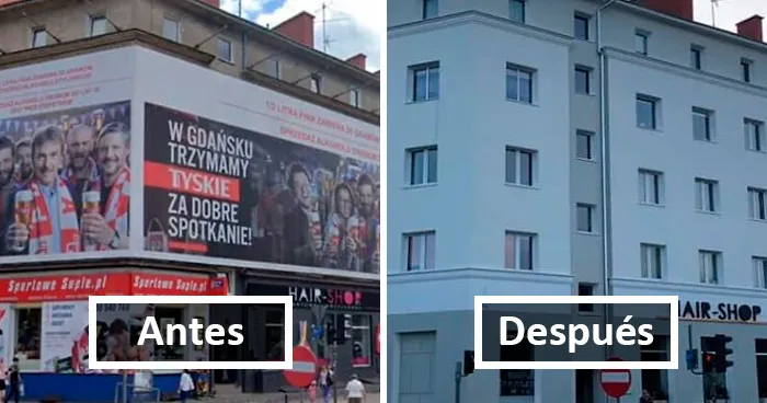 Polonia está eliminando la publicidad exterior y los anuncios llamativos, y la "limpieza" está quedando muy bien (30 fotos del antes y el después)