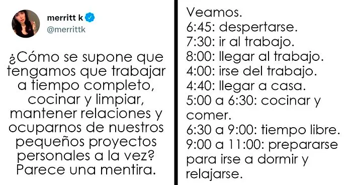 "¿Cómo consigue la gente tener tiempo para vivir trabajando a tiempo completo?": 18 Respuestas de tuiteros