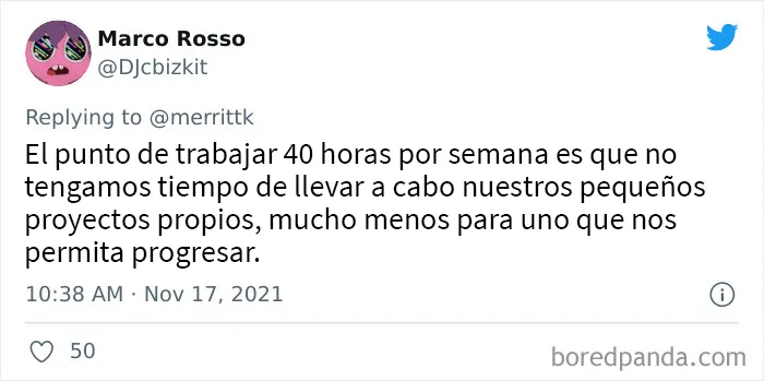 "¿Cómo consigue la gente tener tiempo para vivir trabajando a tiempo completo?": 18 Respuestas de tuiteros