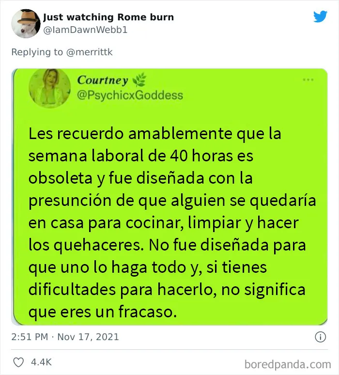 "¿Cómo consigue la gente tener tiempo para vivir trabajando a tiempo completo?": 18 Respuestas de tuiteros