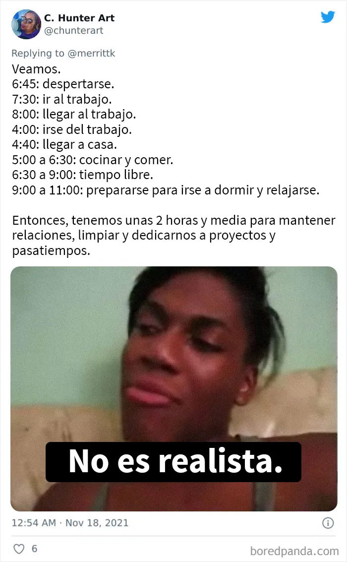 "¿Cómo consigue la gente tener tiempo para vivir trabajando a tiempo completo?": 18 Respuestas de tuiteros
