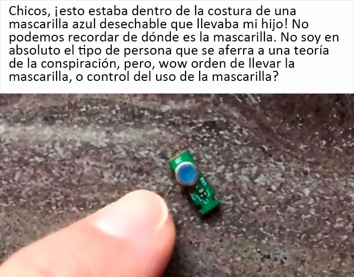 Una mujer encuentra un microchip en la máscara de su hijo