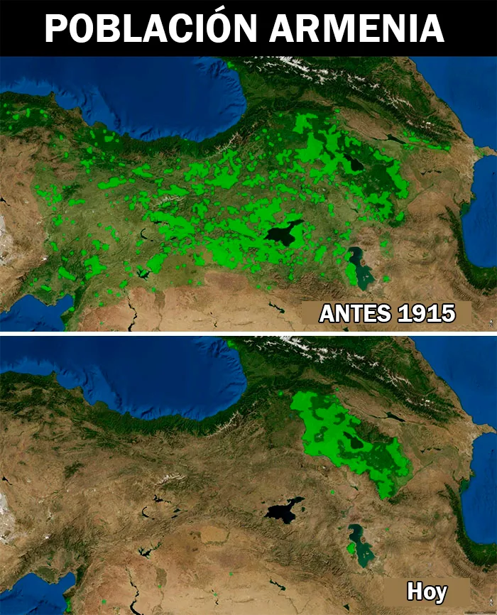 Un mapa que visualiza el genocidio armenio, iniciado hace 106 años