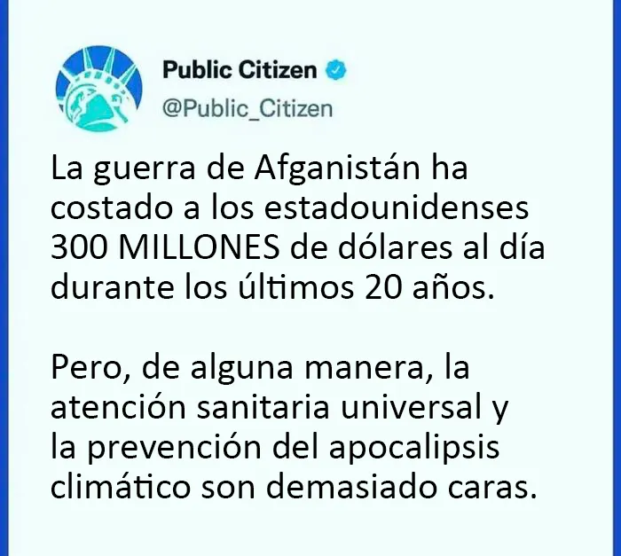 La guerra de Afganistán ha costado a los estadounidenses 300 millones al día durante los últimos 20 años