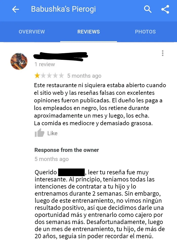 15 Divertidas respuestas que estos comercios dieron a las falsas reseñas negativas que recibieron