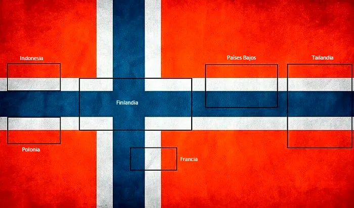 Las muchas banderas que hay dentro de la bandera de Noruega