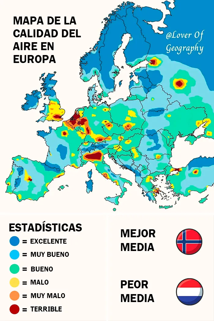 Este post muestra la calidad del aire en Europa a partir de estadísticas basadas en 2010-2021