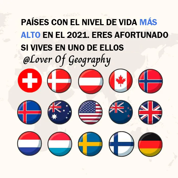 Este post muestra los países con mayor calidad de vida en 2021