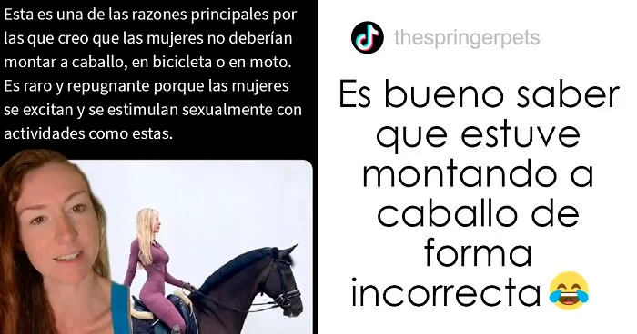 Este hombre es ridiculizado por una Tiktoker después de hacer un hilo diciendo que las mujeres no deberían montar a caballo porque las excita sexualmente