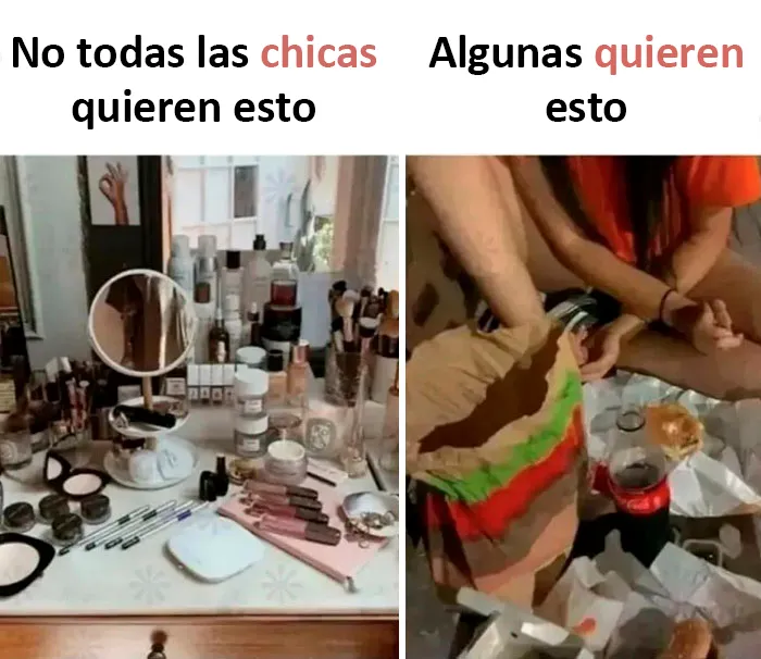 Oh Dios mío ¿Maquillaje? Prefiero tener comida je je soy tan diferente