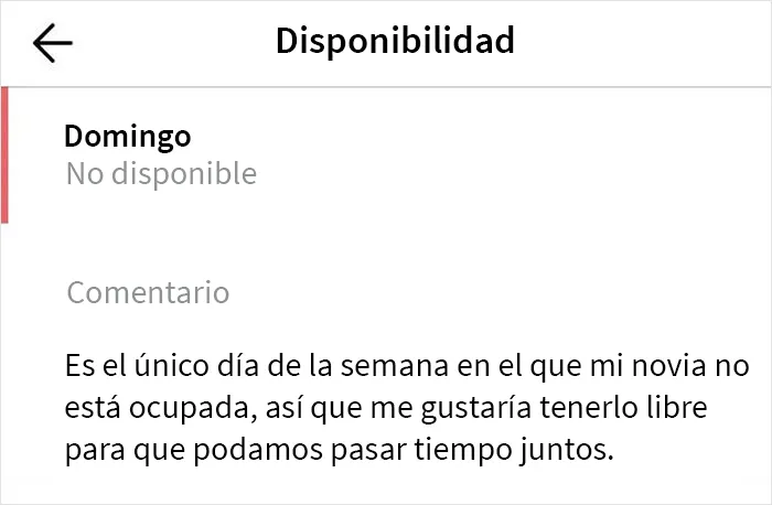 El empleador me negó el día libre que coincide con el día libre que tiene mi novia
