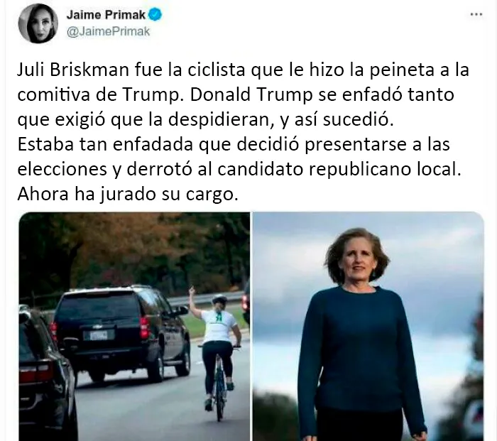 Juli Briskman a la carrera