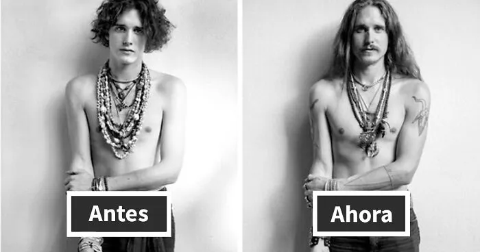 Este fotógrafo de celebridades retrata a modelos masculinos con décadas de diferencia (14 fotos)