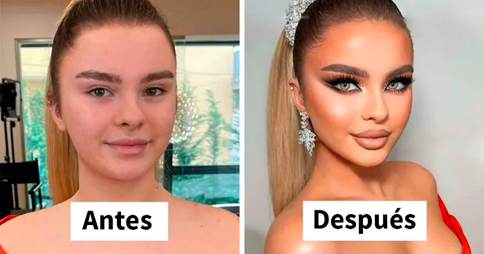 23 Fotos tomadas antes y después de que las novias fueran maquilladas para su boda (Nuevas imágenes)