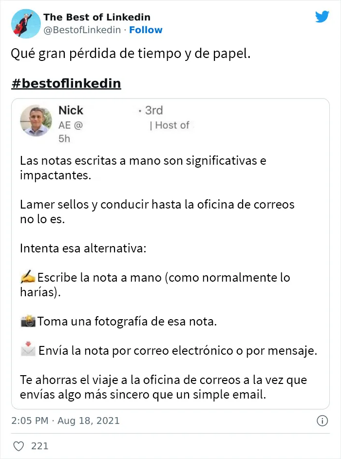 15 Publicaciones ridículas de LinkedIn compartidas en esta página de Twitter