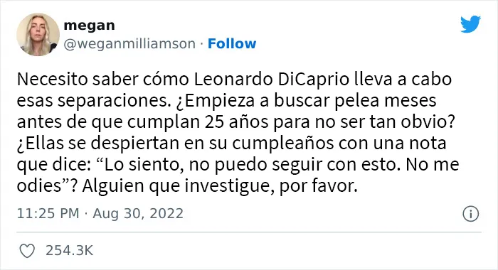 Leonardo DiCaprio rompe con su novia tras cumplir 25 años y aquí tienes 20 de las mejores reacciones en Twitter