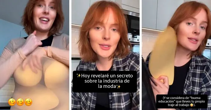 Esta modelo revela por qué las modelos de talla grande tienen rostros delgados en las fotografías: simplemente son modelos delgadas utilizando trajes con relleno
