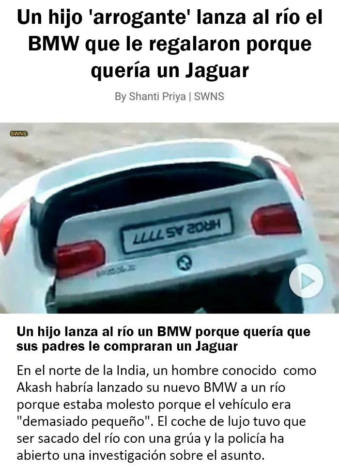 Un mocoso malcriado destroza su coche porque no era el que quería