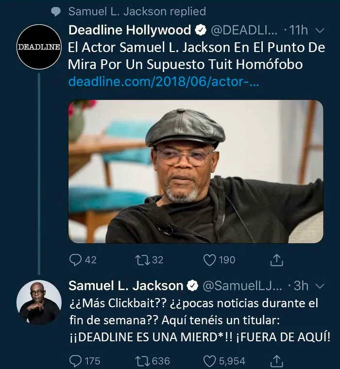 Samuel L Jackson no se tomó nada bien sus tonterías 