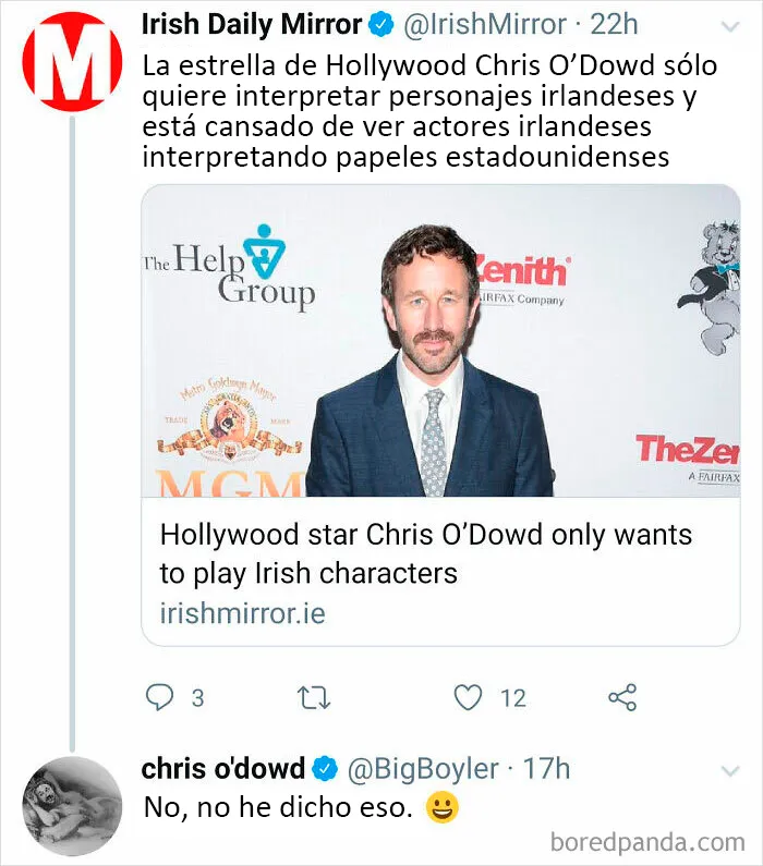 Chris O'dowd llama la atención al Daily Mirror