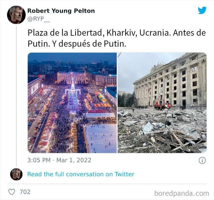 "Antes y después": 20 Imágenes devastadoras de Ucrania mostrando la veloz destrucción de la guerra