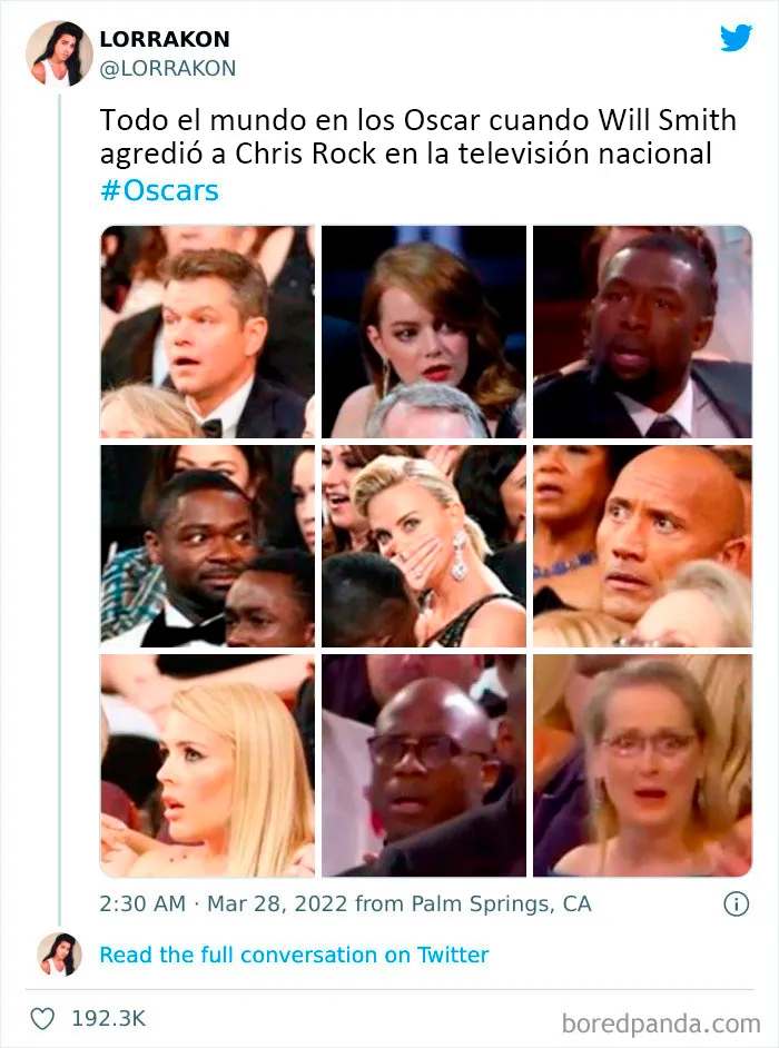 Así reaccionó la gente cuando Will Smith abofeteó a Chris Rock durante la transmisión en vivo de los Oscars (20 Publicaciones)