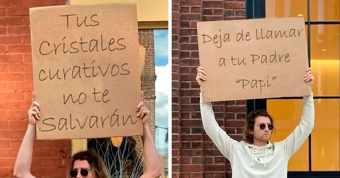 El 'Tipo del Cartel' tiene 8 millones de seguidores por protestar contra cosas molestas de la vida cotidiana con carteles divertidos (20 nuevas fotos)