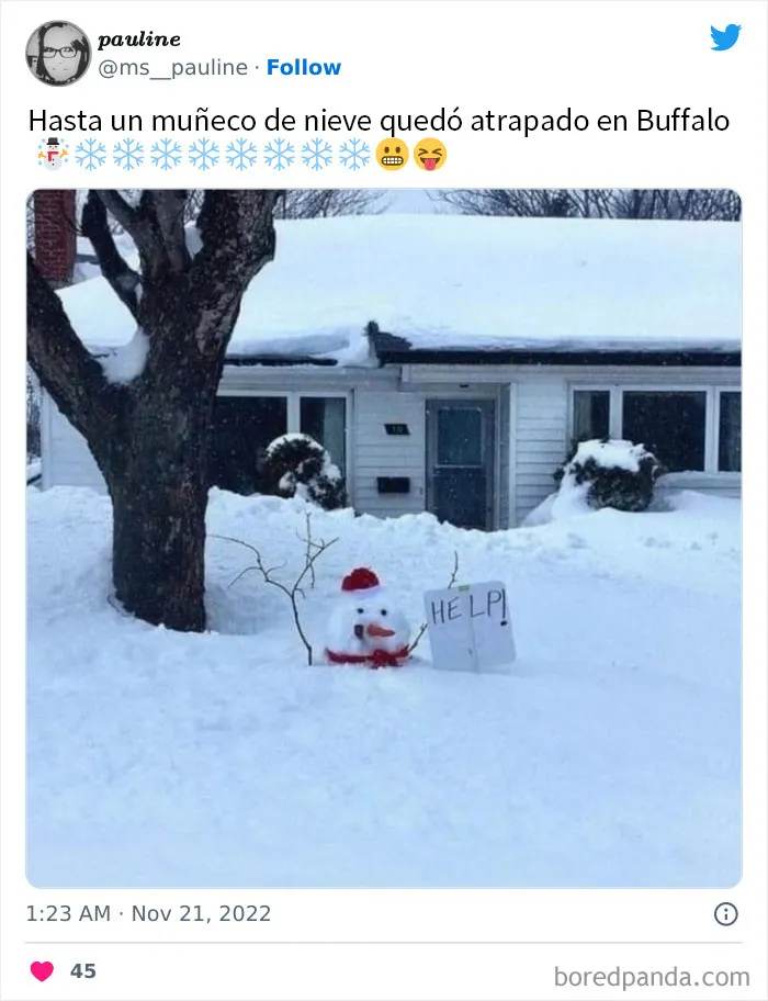La gente comparte sus impresionantes fotos tras la brutal ventisca que ha dejado casi 2 metros de nieve en Buffalo, Nueva York