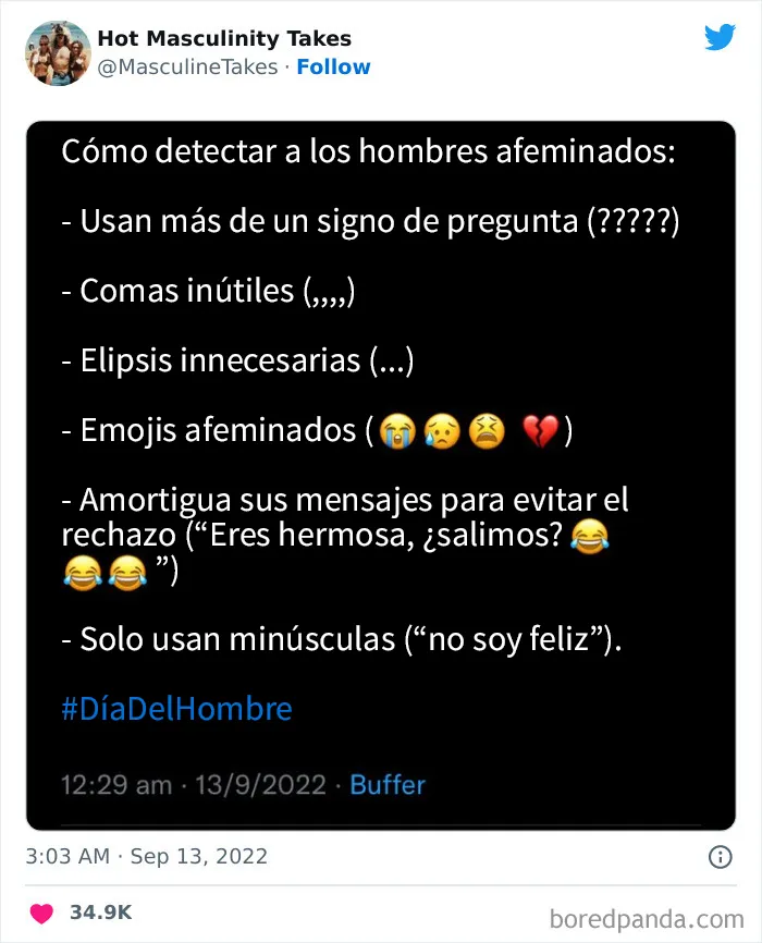 20 Tuits sobre masculinidad que dan mucha vergüenza ajena