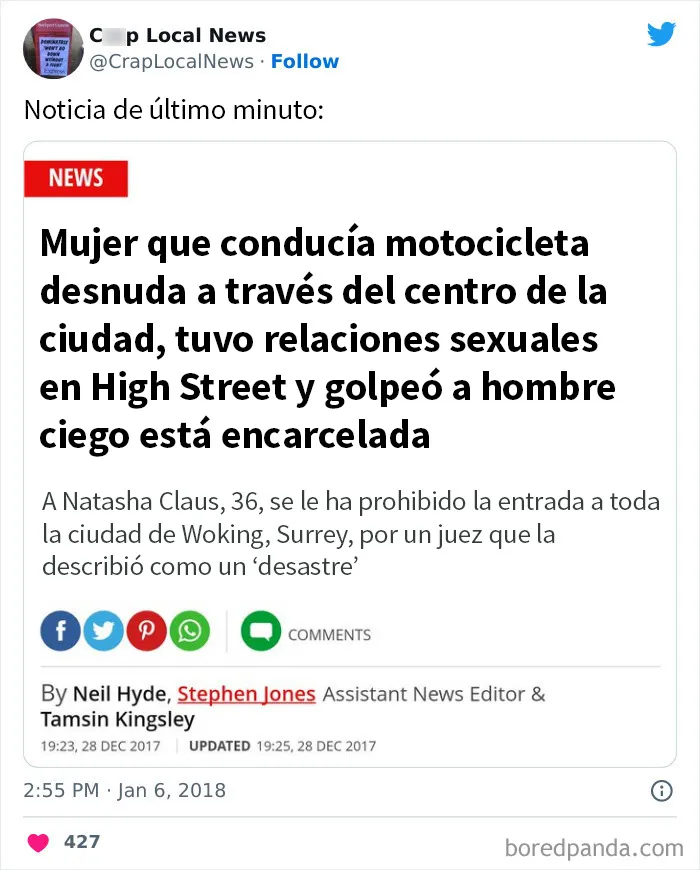 20 Titulares desquiciados encontrados en las noticias locales y compartidos en Twitter