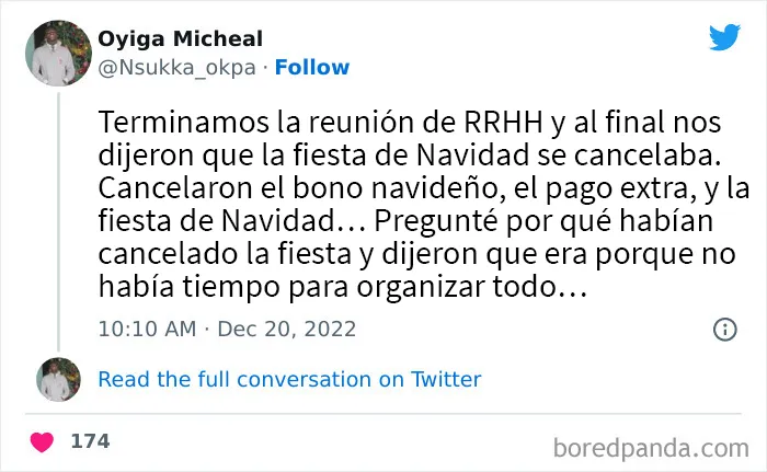 Bonificación cancelada