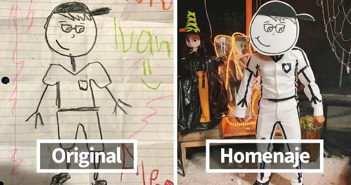Este profesor rindió homenaje a una de sus alumnas luciendo un disfraz de un dibujo que ella había hecho