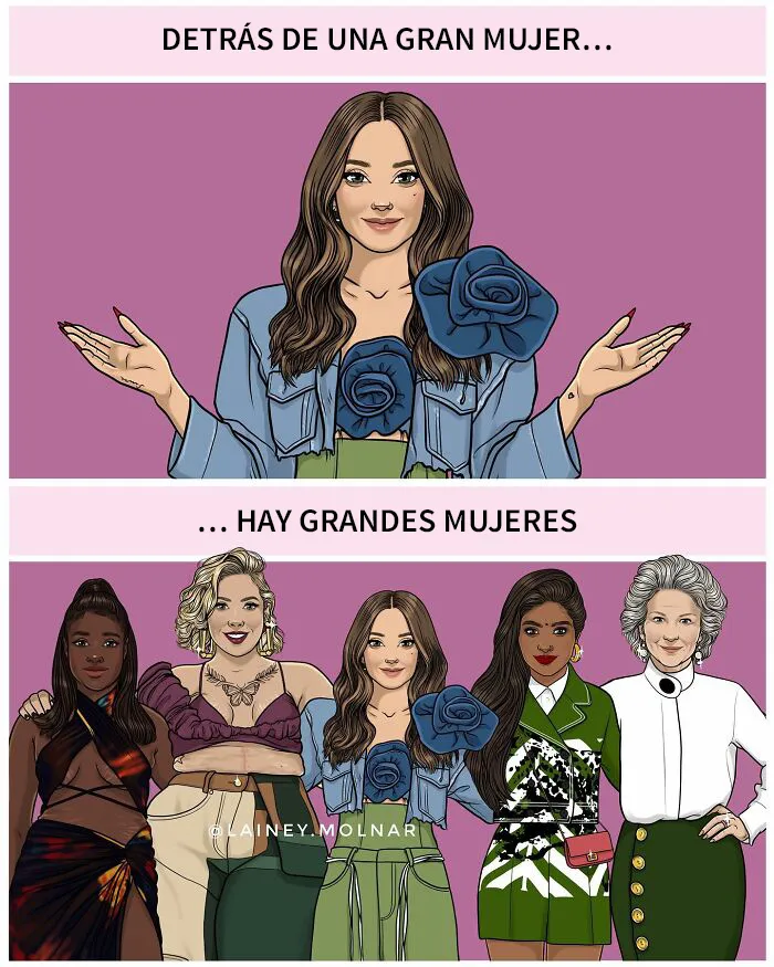 Esta artista crea ilustraciones que invitan a cuestionar y reflexionar sobre las normas sociales en torno a la feminidad, la imagen corporal y otros temas